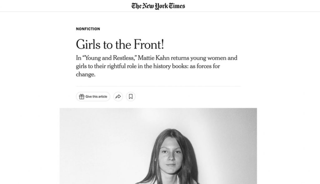 2019 Journalism Fellow Mattie’s Kahn Reviewed in the New York Times