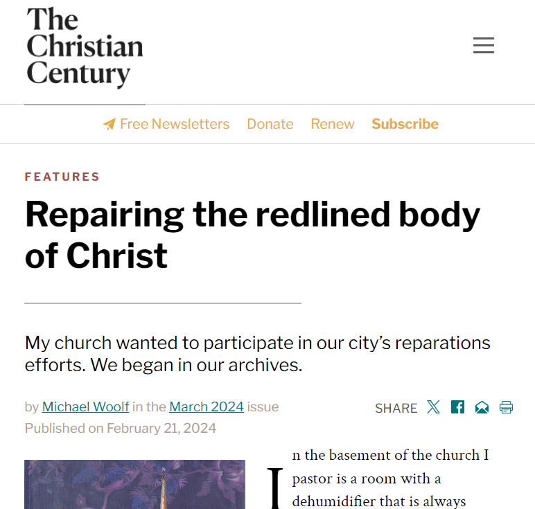Rev. Michael Woolf’s (Seminary ’13) Article Featured in Christian Century
