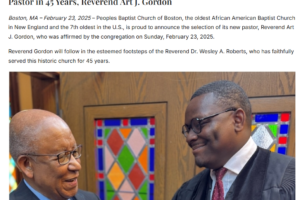 Reverend Art J. Gordon (Clergy ’18 ) Joins Peoples Baptist Church of Boston as its New Pastor