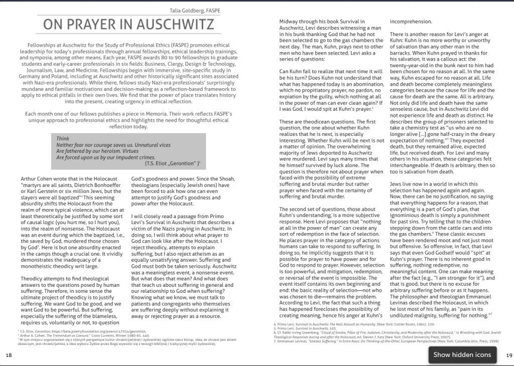Talia Golberg (Clergy ’24) in Memoria