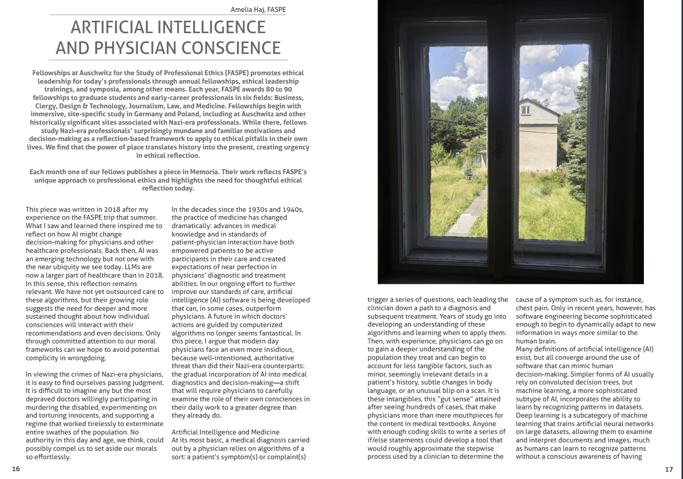 Amelia Haj (Medical 2018) in Memoria Magazine