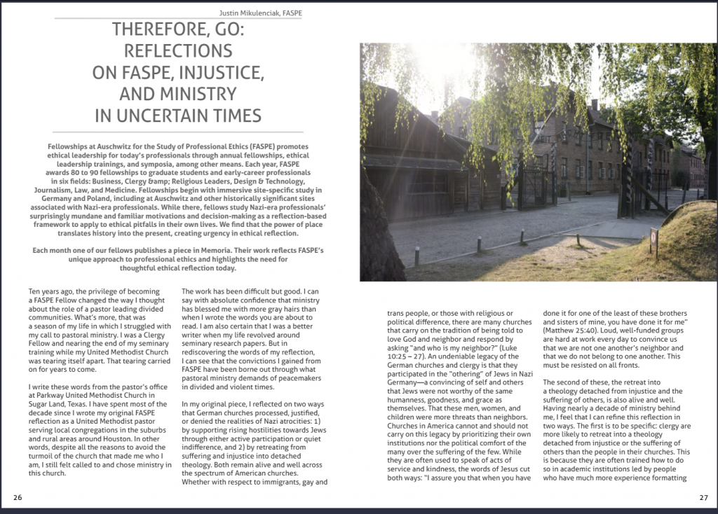 Justin Mikulenciak (Clergy 2016) in Memoria Magazine
